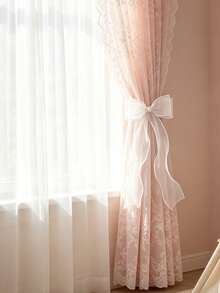 1pc/2pcs White Satin Bow Curtain Tiebacks, Pearl Embellished Tie-Up Curtain Holdbacks, Suitable For Children's Room And Nursery - Multicolor - View 7