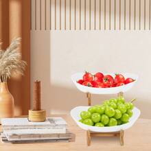 White 2-Tier Plastic Fruit Tray, Multi-Layer Food Storage Bowl For Fruit And Snack Display, Household And Party - White - View 5