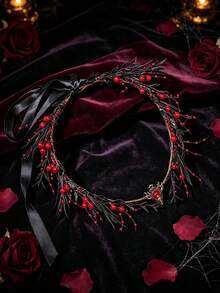 1pc Halloween Dark Festival Exaggerated New Style Vintage Artificial Flower Wreath With Forehead Pendant Headpiece Decoration - 58949 - View 2
