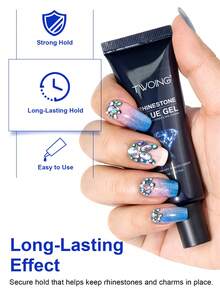 TWOING 30ml Rhinestone Nail Glue, Ultra-Strong UV/LED Curing Nail Decoration Adhesive, Suitable For Gems, Crystals, Jewelry And 3D Nail Art Decorations, Long-Lasting DIY Nail Glue - 30g - View 9