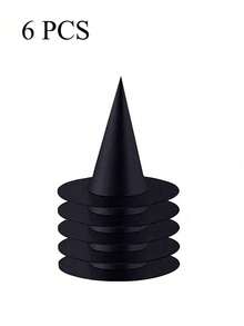 1/3/6 pièces Décorations de chapeau de sorcier et de sorcière, accessoires de fête thème monde magique Halloween et Jour des Morts, décoration d'ambiance maison minimaliste et créative, articles décoratifs Halloween effrayants et amusants pour la nuit de la chasse aux bonbons - noir - Voir 8