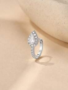 1Pc S925 Sterling Silver Water Drop CZ Nose Rings Hypoallergenic Nostril Septum Cartilage Body Piercing Jewelry For Women Men Daily Wear & Gifts - Silver - View 2