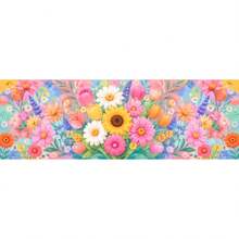 1 Tablecloth Table Skirt Polyester Spring Wildflower Printing Table Skirt Sunflower Daisy Tulip Lavender Mixed Flowers Soft Pastel Background Art Pattern Decoration, Suitable For Garden Dinner, Bridal Shower, Breakfast Party Table Skirt. - 1 - View 6