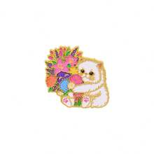 Cute Kitten Holding Flower Bouquet Lapel Enamel Pins And Brooches Badge Pins For Backpacks Bags Backpack Cool Decoration Friend For Gifts - Multicolor - View 13