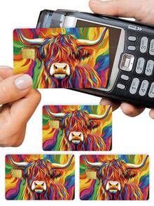 1pc Highland Cow Official Credit Card Sticker Privacy Protection Card Skin, Cute Cow Birthday Gift PVC Material Anti-Fingerprint Anti-Scratch Wear-Resistant Card Cover, Card Protector, Suitable For Men, Women, Couples, Small Chip Card, Bank Card Decoration Sticker, Credit Card, Transportation Card, Student Campus Card Personalized DIY - Type a - View 2
