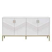 Modern Sideboard White & Brown - 4 Doors - Adjustable Shelves - Large Capacity For Living Room, - 白色和棕色 - 查看 9