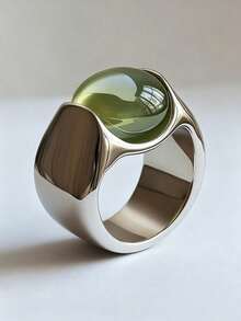 ZHIXUN 1pc Minimalist Fashion Wide Band Ring, Unique Geometric Line Design, Exquisite Niche, Versatile Item Suitable For Daily Casual Wear - Ring - View 1