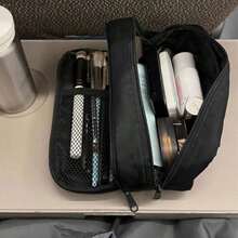 1 Double-Layer Large Capacity Pencil Case - Portable Travel Cosmetic Storage Bag With Multi-Layer Compartments, Highly Attractive Pencil Stationery Storage Box, Available In Multiple Colors, Back-To-School Essential, Handheld Pencil Pouch - Double-layer Pencil Case - View 6