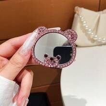 Light Luxury Rhinestone Bear Makeup Mirror Air Cushion Phone Case Back Sticker Universal Adhesive Highly Attractive Thin Portable Stand For Women - Multicolor - View 18