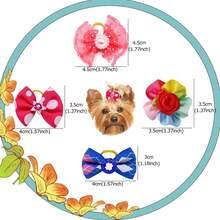 6/20/40/60/100 piezas Accesorios para el pelo de mascotas de colores aleatorios lindos, decoraciones universales para gatos & perros, adornos de aseo diario, hacen felices a las mascotas, regalos de cumpleaños & Navidad para mascotas - Multicolor - Ver 6