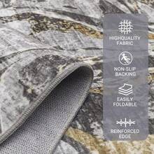 Techigher Machine Washable Hallway Runner Rug, Non Slip Kitchen Runner Mat, Modern Abstract Bedside Rug, Low Pile Foldable Floor Carpet For Entryway, Laundry Room, Bathroom - Grey - View 2