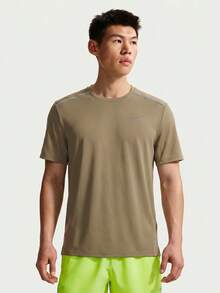 Nike Men's AS M NK DF UV MILER SS Short Sleeve Knit Collarless T-Shirt TIF2083-213 - Brown - View 1