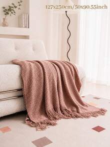 1PC Customizable Embroidered Tassel Knit Throw, Custom Text & Important Date Embroidery Available In 6 Colors,For Relaxing Home Rest & Household Space Layout, Great For Family Members, Meaningful Holiday Celebration Gift Selection - Multicolor - View 11