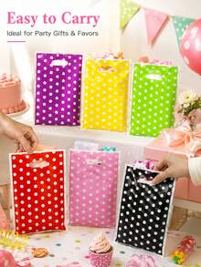 6pcs Multicolor Polka Dot Plastic Gift Bags With Handles, Vibrant Color Party Favor Packaging Bags, Birthday Holiday Celebration Decoration Gift Bags, Candy Gift Packaging Supplies (Reusable Bags) - Multicolor - View 4