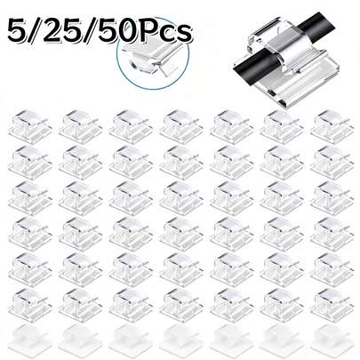 5/25/50 piezas Clips adhesivos para cables - Clips de cable fuertes, soportes de plástico duraderos para la gestión de cables, organizador de cables pequeños