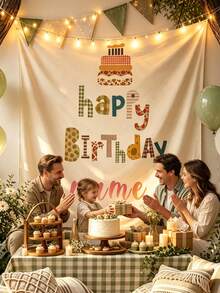 Customized Name Birthday Backdrop Banner, Personalized Happy Birthday Background Wall, Birthday Party Decoration, Graduation And Housewarming Banner, Party Decor, Outdoor Wall Art Background, Aesthetic - Multicolor - View 8