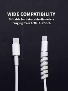 1pc Charging Cable Protector, Durable Cable Sleeve, Cable Management Accessory, Anti-Bend Phone & Computer Charging Protector, Anti-Breakage Cable, Soft Spiral Data Cable Protector, Suitable For Bedroom, Bathroom, Home, Office Desk, Etc. - Random Color - Soft Rubber Spiral Style - View 5