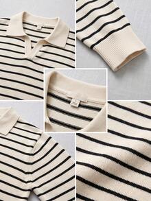 Men's Autumn/Winter Classic Striped Regular Shoulder Airplane Collar Long Sleeve Sweater - Apricot - View 7