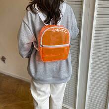 Bright Green Transparent PVC Mini Backpack With White Zipper Shoulder Strap - Multicolor - View 4