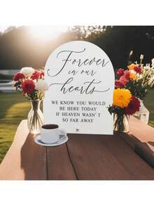 1pc Deeply Remember Those Who Live Forever In Our Hearts Modern White Acrylic Wedding Memorial Sign, Forever In Our Hearts, Event Party Supplies - White - View 1