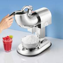 Ice Crusher Machine, 440lbs Per Hour Electric 4 Blades Snow Cone Maker, All Stainless Steel Shaved Ice Machine With Bowl And Cover, 350W 1400RPM Ice-Shaver For Home And Commercial Use, Silver - 350W 1400RPM - View 9