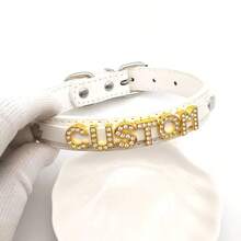 Halloween White PU Leather Customized Gold Letters Choker Collar Men Women Chocker Collar Role Age Play Goth Cosplay Christmas Party Accessories, Punk - Multicolor - View 6