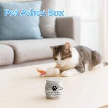 Mini Pet Cremation Urn With Paw Print, Dustproof Sealed Box For Dog Cat Ashes, Creative Funeral Memorial Keepsake Container With Lid - Multicolor - View 1