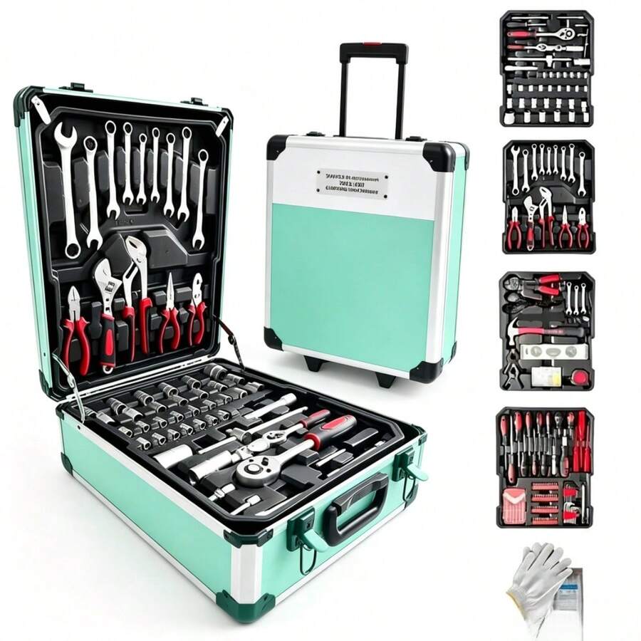 115/46pcs Professional Car Repair Tool Set: Portable Durable And Easy To Use Ratchet Wrench Set - Suitable For Car, Boat, Motorcycle Repair, Home Industrial Maintenance - Includes Carrying Case - Multi-color - View 1