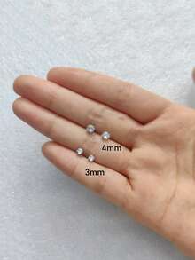 2/4/6/8pcs Hypoallergenic Mini Four-Prong Faux Diamond Stud Earrings, No Piercing Needed Ear Cuff Earrings, Delicate Earrings - Multicolor - View 5