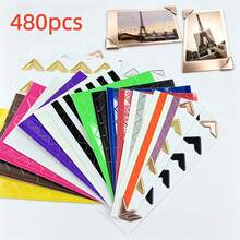 360pcs DIY Vintage Kraft Paper Corner Stickers, For Photo Album, Photo Frame Decoration, Scrapbook, Picture Protection Decoration - Multicolor - View 9
