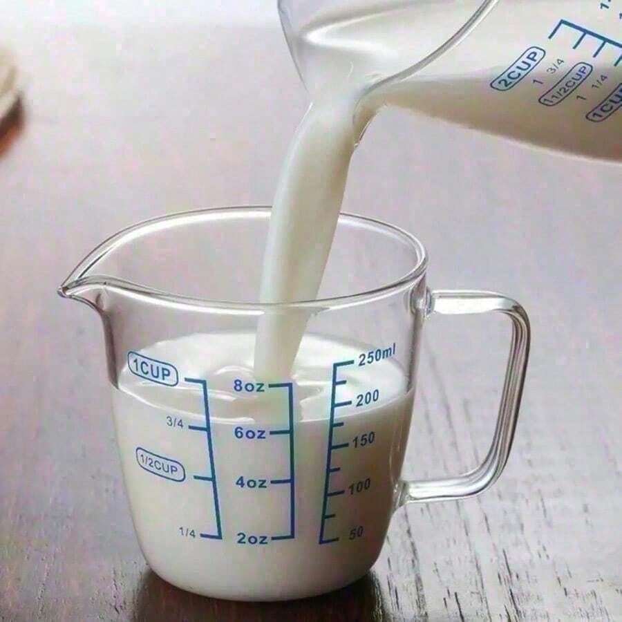250ml/500ml Heat-Resisting Premium Reinforced Glass Measuring Cup Milk Scale Microwave Measure Jug With Blue Measurement Digital - White - View 1