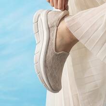 Skechers Women's SLIP-INS Hands-Free Slip-On Walking Shoes Breathable Thick Sole Cushioned Casual Sneakers - Off White - View 3
