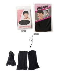 3pcs/Pack Wig Cap Set, Breathable Mesh Wig Net, Wig Hair Net, Stretch Nylon Stocking Wig Cap, Elastic Edge Hair Net Liner, Beige- Black, Halloween - View 9