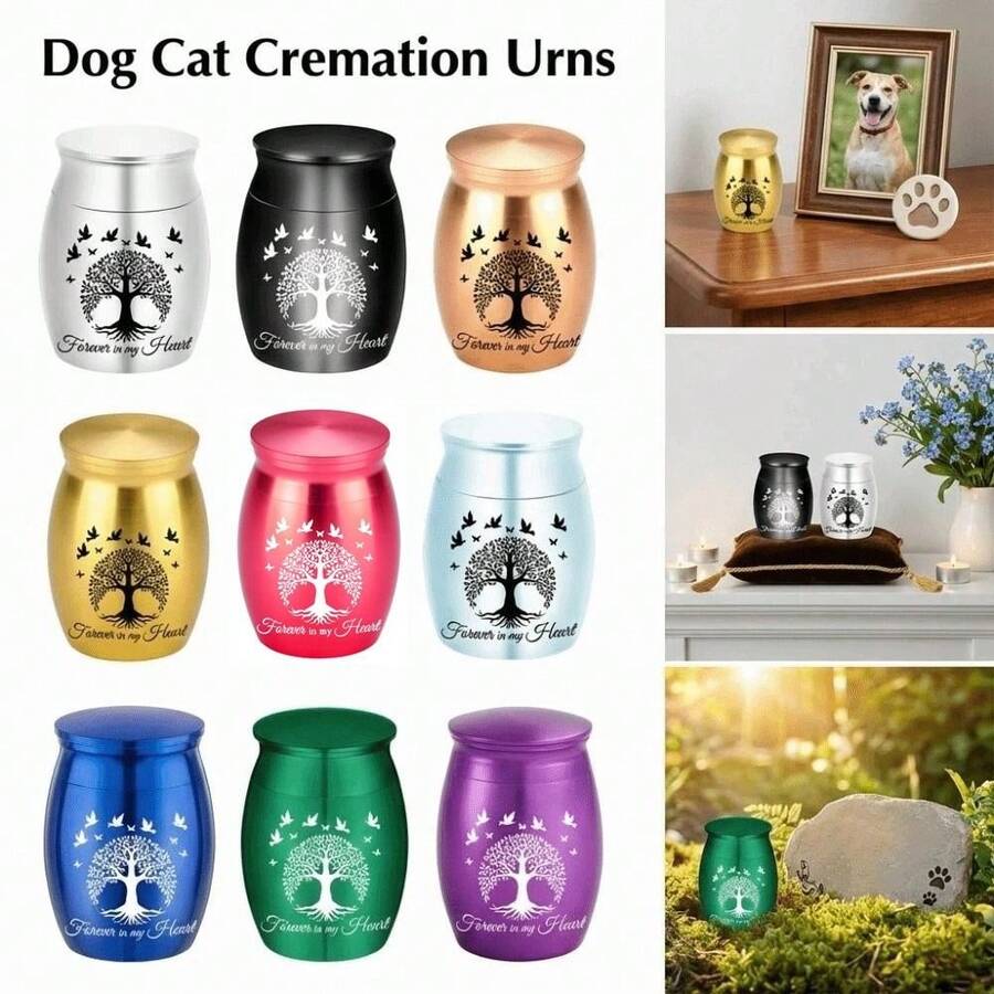 Mini Pet Cremation Urn Box, 40X30mm Waterproof Dustproof Storage Container For Dog Cat Ashes, Teeth Hair Organizer Pet Memorial Keepsake - Multicolor - View 1