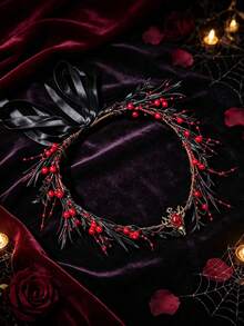 1pc Halloween Dark Festival Exaggerated New Style Vintage Artificial Flower Wreath With Forehead Pendant Headpiece Decoration - 58949 - View 9