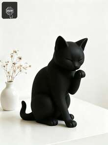 1pc Modern Black Cat Statue - 3D Printed Plastic Figurine, Suitable For/Decor, Minimalist Window Sill And Desktop Decoration, Room, Shelf Collectible Architectural Decor - Black Cat Sculpture Decorative Gift - Multicolor - View 6