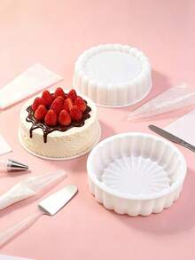 Extra Large Single 100-Fold Round Silicone Cake Mold, Creative 3D French Lace Mousse Cake Pudding Jelly Home DIY Baking Mold, Heat Resistant Easy To Clean Home Cake Making, Party Birthday Cake, Dessert DIY, Mousse Pudding Making Suitable For Mousse Cake French Dessert Mold, Baking Silicone Mold, Cake Baking Pan - Multicolor - View 3