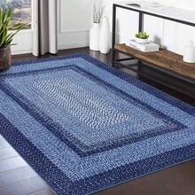 Techigher Modern Geometric Hallway Runner Rug, Washable Non Slip Kitchen Runner Mat, Soft Low Pile Runner Carpet For Entryway, Bedroom, Living Room - Navy Blue - View 3