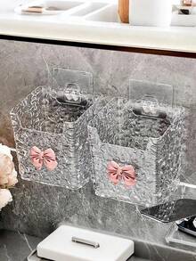 3pcs/2pcs/1pc Wall-Mounted Glacier Texture Storage Box, No Drilling Required. Can Be Used As Brush Holder, Toothbrush Holder, Toothpaste Holder Or Razor Set Wall-Mounted Storage Rack. Perfect For Autumn Decoration. - Multicolor - View 1