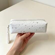 1pc Star Polka Dot Canvas Pencil Case, Large Capacity Zipper Stationery Bag, Multi-Functional Student Cosmetic Makeup Storage Pouch Back To School Supplies - A - View 8