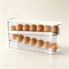 Fridge Egg Holder, Space‑Saving Rolling Egg Dispenser For Refrigerator, Clear Sturdy Container, Holds 12 Large Eggs - View 1