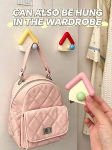 5pcs/1pc Cute House Shaped No-Drill Strong Adhesive Hooks, Decorative Practical Storage Hooks, Suitable For Bedroom Bathroom Kitchen Entryway Home Miscellaneous Storage Decoration, Room Decoration, Autumn Home Decor - Multicolor - View 8