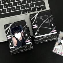 1件個性化韓式卡夾，黑色條紋鏈條卡夾，按扣設計相簿，K-Pop相簿小卡夾，IDOLME，偶像小卡展示，偶像演唱會應援，PU材質，適用於3-3.5英吋迷你小卡、相片卡、韓娛相簿小卡、動漫遊戲周邊小卡收納等 - 相簿 - 查看 3