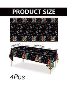 1/4pcs 137*274cm 6th/7th Birthday Decoration Tablecloth, Six/Seven Theme Birthday Party Decor SS, Suitable For Birthday Party, Glow In The Dark Neon Tablecloth, Disposable Tablecloth - View 7