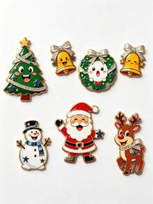 7/1pc Christmas Refrigerator Magnets Set, Santa Claus, Christmas Tree, Snowman, Reindeer, Bell Soft Magnetic Ornaments, Reusable Holiday Decorations - Multicolor - View 9