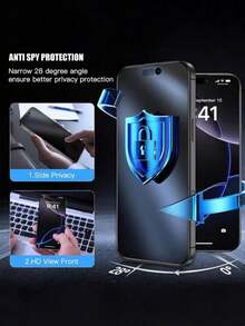 3pcs, Matte Anti-Peeping Screen Protector, Matte Screen, Silky Touch, Anti-Peeping Protection, Side Invisible, Electroplated Oleophobic Layer, Anti-Peeping, Waterproof, Oil-Resistant, Anti-Fingerprint. Suitable For Office, Outdoor, Travel And Other Scenarios. Compatible With IPhone Ultra/18 Pro Max/18 Pro/18/17E/17 Pro Max/17 Pro/17 Air/17/16e/16 Pro Max/16 Pro/16 Plus/16/15 Pro Max/15 Pro/15 Plus/15/14/13/12 And Other Models - Black - View 7