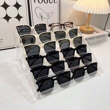 壓克力透明多層桌面時尚眼鏡展示架收納盒，附壓克力分隔板 - 1PC - 查看 8