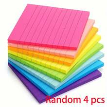 1/4/8pcs 8-Color Fluorescent Lined Sticky Notes, High Aesthetic, Paper Surface With Horizontal Grid Pattern, Smooth Writing Experience, Self-Adhesive Backing For Firm Attachment, Resistant To Peeling, Back To School, Christmas, Halloween, Thanksgiving Gifts - one-size - View 13