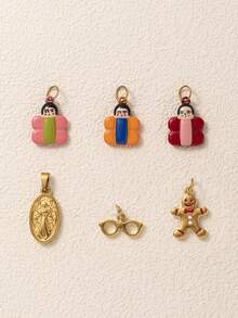 1pc Quirky Mixed Pendant, Exquisite Cartoon Style, 18kpvd Gold Plated 316 Stainless Steel Material, Waterproof And Fade-Resistant, Suitable For DIY Creative Necklace, Bracelet, Earring, Bag Chain, Keychain, Waterproof And Sweat-Resistant, Suitable For Daily Casual Wear - Multicolor - View 1