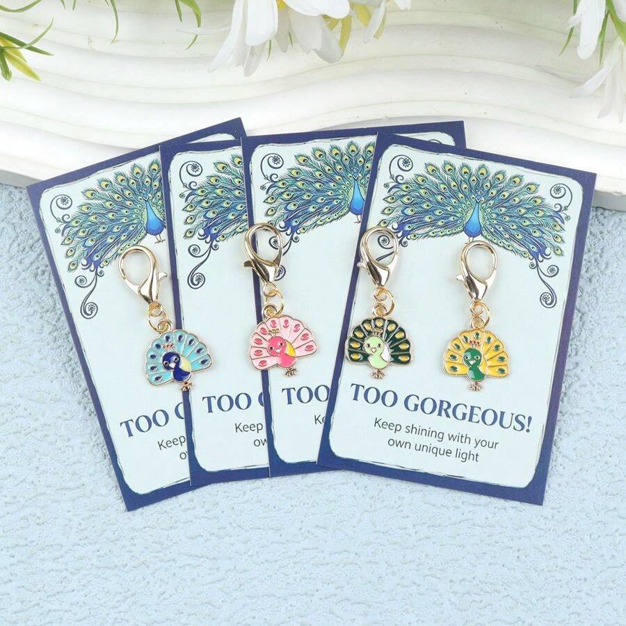 4pcs/8pcs Cute Peacock Keychains, Suitable For Craft Making, Key Ring, Keychain Accessories, Gift For Colleagues, Friends, Birthday Gifts, Holiday Decoration Essential Hanging Ornament - Multicolor - View 1